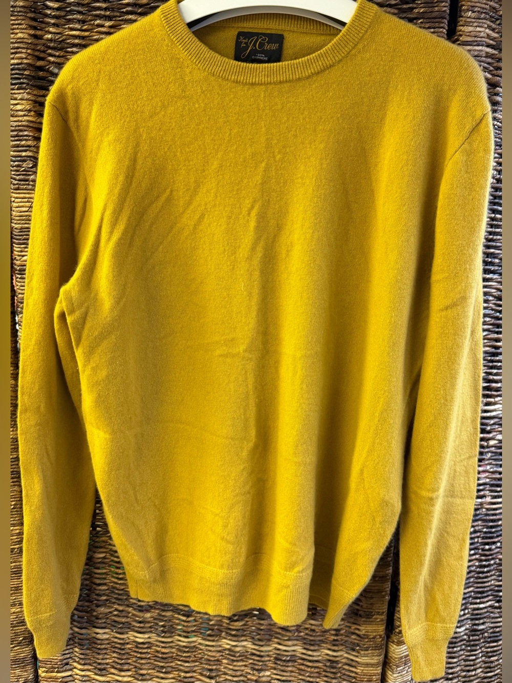 J. Crew Men’s Crewneck Sweater in Mustard Yellow-100% Cashmere, XLarge
